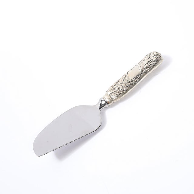 Traditional Aesthetic Movement Tiffany and Co. Sterling Silver Chrysanthemum Cake Knife For Sale - Image 3 of 12