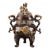 Solid Copper Gilt Gold & Silver High-Relief Incense Burner Censer With Laughing Buddha & Dragons For Sale