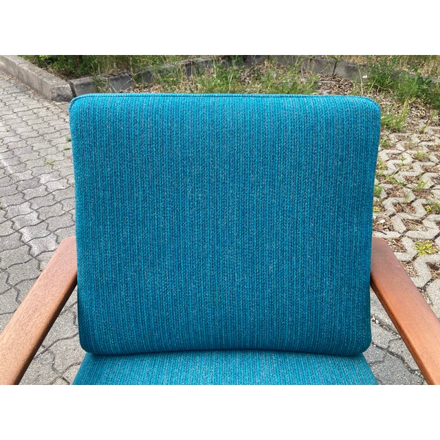 Mid-Century Petrol and Teak Easy Chair from Wilhelm Knoll Antimott, 1965 For Sale - Image 14 of 18