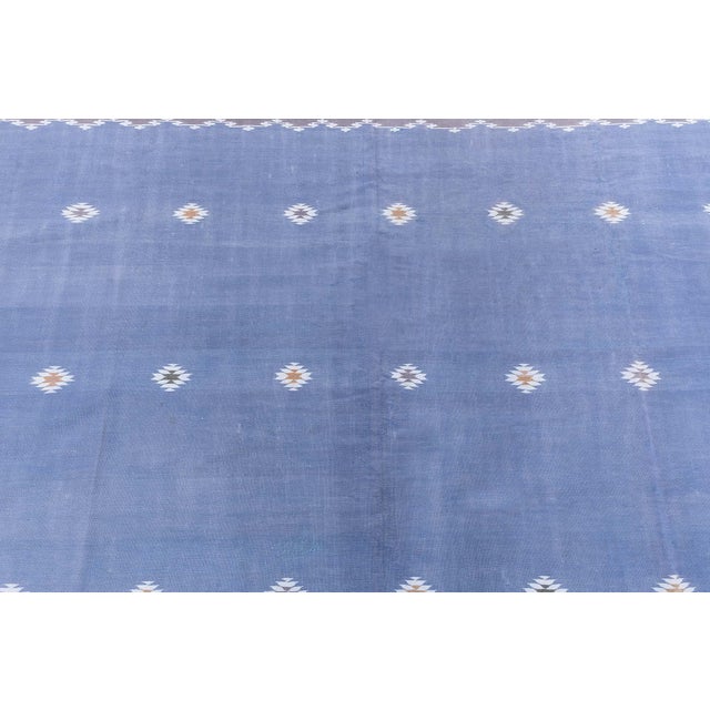 Doris Leslie Blau Mid-Century Indian Dhurrie Lavender Flatweave Cotton Rug For Sale - Image 4 of 8
