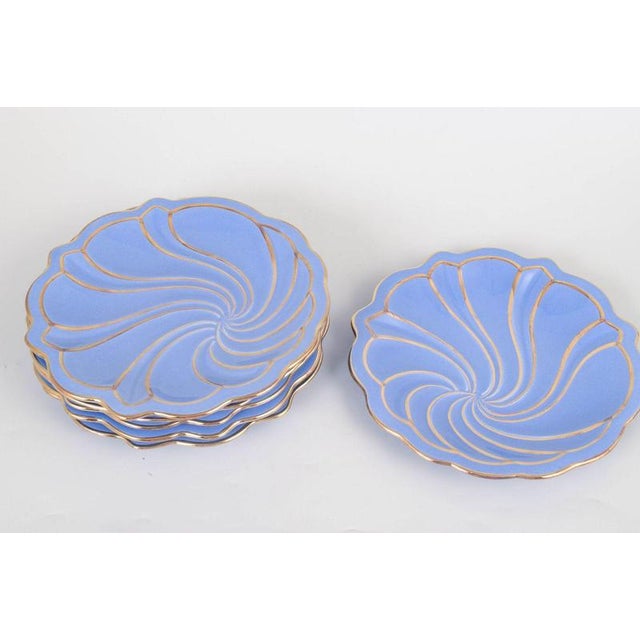 Arthur Percy for Upsala Ekeby, Safir plates. Set of six glazed ceramic plates in the distinctive Safir design, finished in...