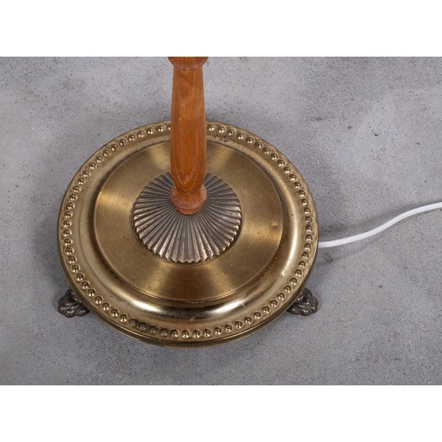 1960s Danish Teak and Brass Floor Lamp with Original Shade, 1960s For Sale - Image 5 of 8