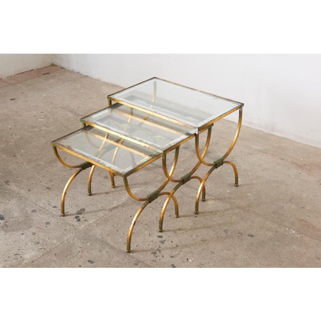 French Neo-Classical Nesting Tables, 1950s, Set of 3 For Sale - Image 4 of 12