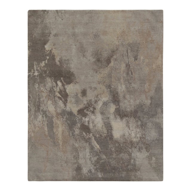 Rug & Kilim’s Abstract Rug in a Silver-Gray All Over Pattern For Sale