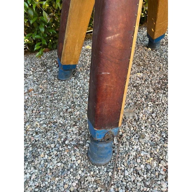 Gymnasium Leather Pommel Horse Bench Saddle Holder on Legs For Sale - Image 11 of 12