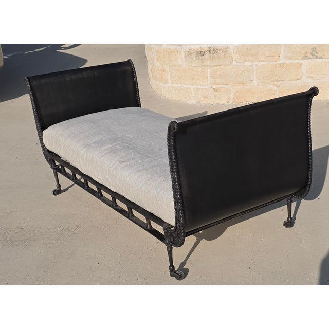 2000 - 2009 Campaign Style Steel Daybed Sofa Chaise With Down Cushion For Sale - Image 5 of 15