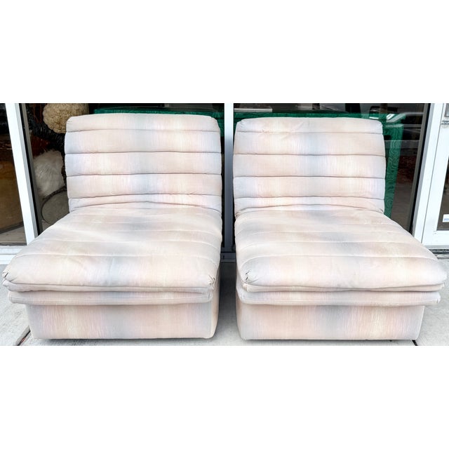 Pair of Channeled Slipper Chairs by Bernhardt Flair Division From 80's For Sale In Miami - Image 6 of 8