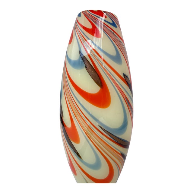 Vintage Encased Art Glass Murano Vase For Sale