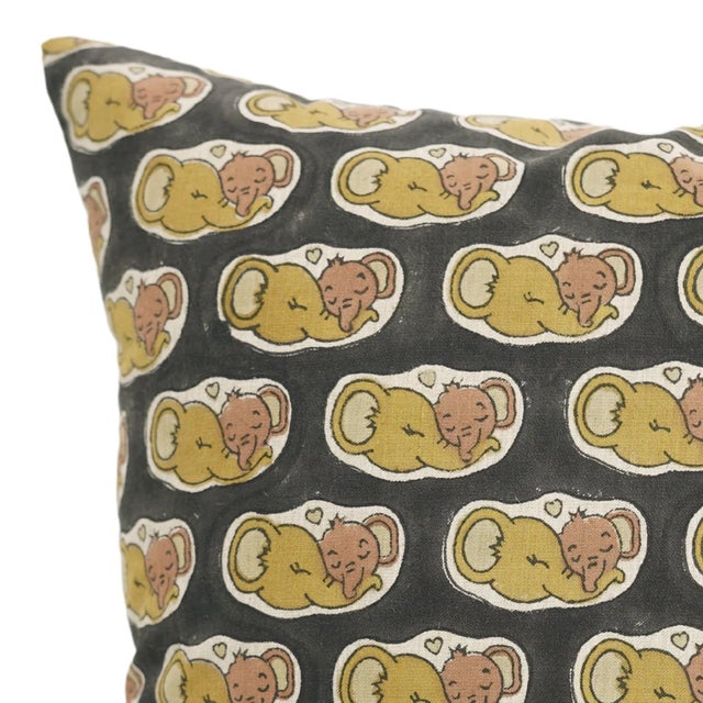 Premium Linen Cushion Cover 26x26 Inch– Vibrant Floral Patterns- Elephant For Sale - Image 4 of 4