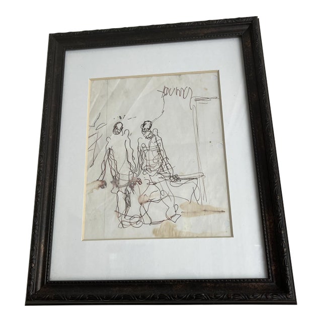 1980s Figurative Abstract Painting by Purvis Young, Framed For Sale