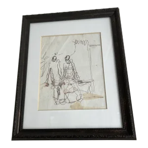 1980s Figurative Abstract Painting by Purvis Young, Framed