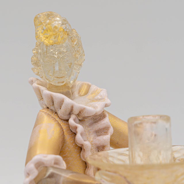 Pair of 1970s Murano Style Hand Blown Italian Art Glass Gentlemen Figure Candlestick Holders For Sale - Image 4 of 10