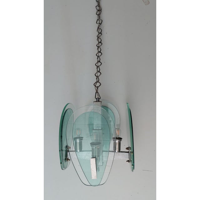 Blue Fontana Arte Italian Pendant Lamp, 1970s For Sale - Image 8 of 11