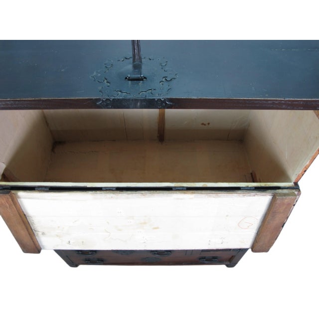 Two Part Dark Brown Antique Korean Cabinet Chest For Sale - Image 9 of 13