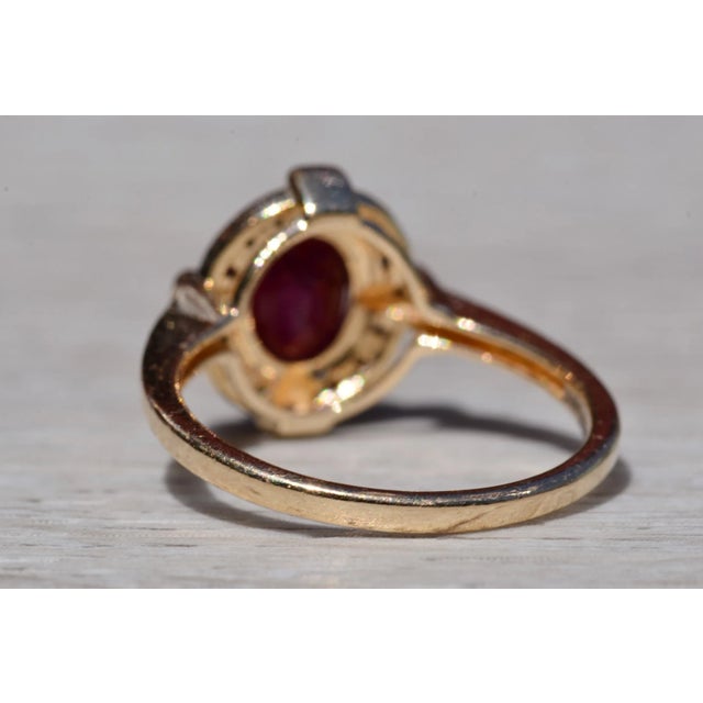 1940s The Leavenworth: Ladies 14K Yellow Gold Ruby and Diamond Ring For Sale - Image 5 of 10