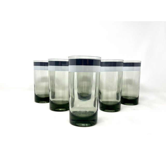 Great set of 6 MCM green-tinted highball cocktail glasses. Perfect for your bar -- or even to just drink Kombucha from!...