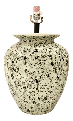Currey & Co. Large Modern Mosaic Newspaper Jar Shape Table Lamp