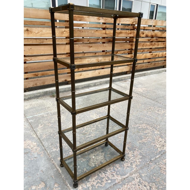 Metal Aged Brass Étagère From Mastercraft For Sale - Image 7 of 13