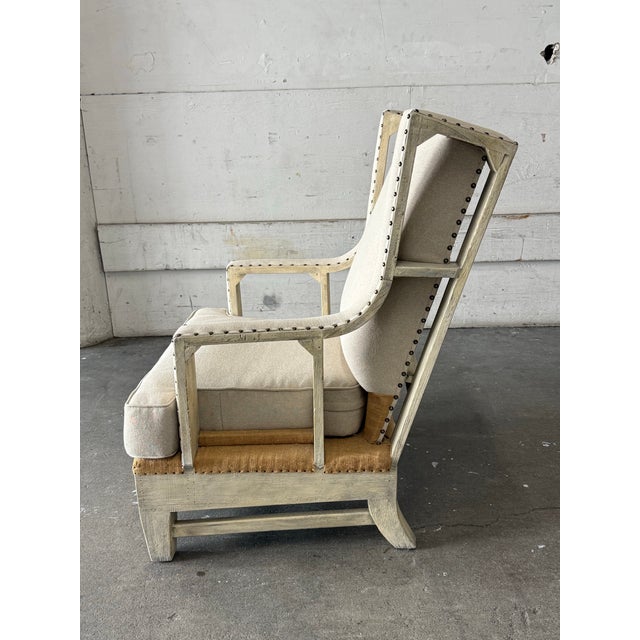 Traditional Uttermost Schafer Linen Armchair For Sale - Image 3 of 12