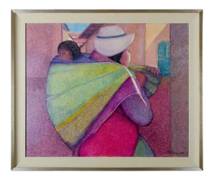 "Woman With Child" by Ernesto Gutierrez Oil on Canvas