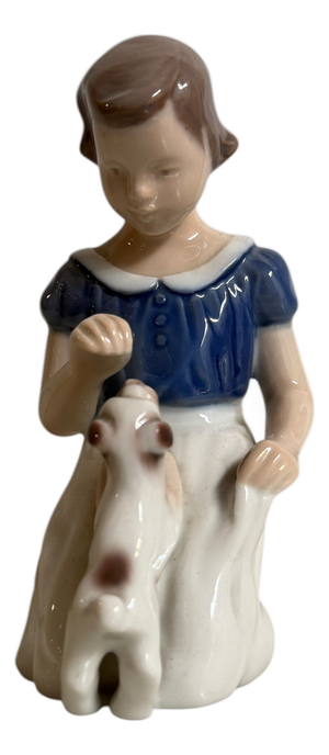 Ceramic Girl with Dog Figurine from B&G Denmark, 20th Century