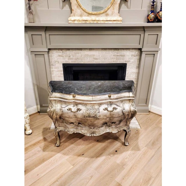 Gabberts Design Italian Louis XV Style Silver Gilt Bombe Chest of Drawers Commode Chairish