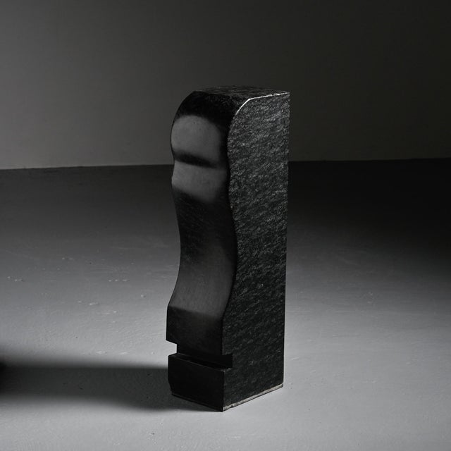 Sculpture created by Robert Neuhauser in Switzerland, circa 1985, in diabase, a black volcanic rock with a particularly...