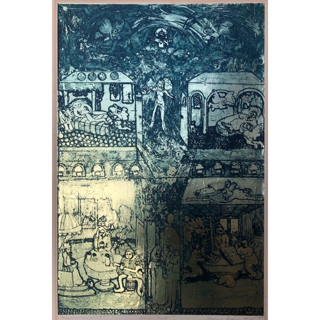 1974 Adrienne Anderson Pilgrimage Gold Foil Etching For Sale - Image 6 of 6