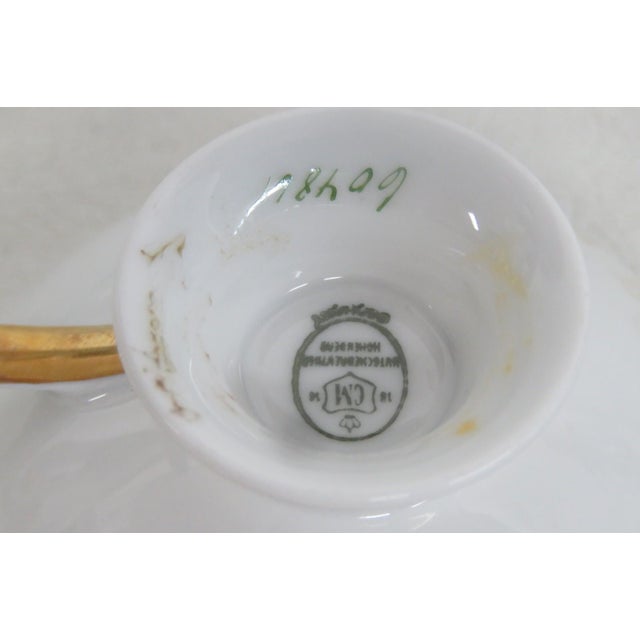 Mid 20th Century CM Hutschenreuther Germany Porcelain Cobalt Blue Gold Cups Saucers 4 pcs For Sale - Image 9 of 18