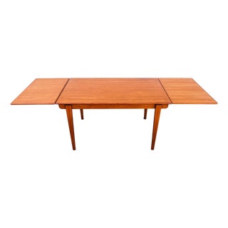 Restored 1960s Danish Modern Teak Draw Leaf Dining Table After Hans Wegner For Sale