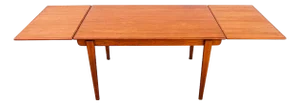 Restored 1960s Danish Modern Teak Draw Leaf Dining Table After Hans Wegner
