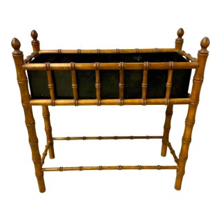 Vintage Faux-Bamboo Planter With Tin Lining For Sale