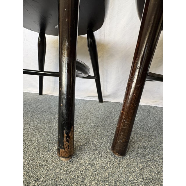 Vintage High Swept Back Windsor Birdcage Chairs in Ebony Finish- A Pair For Sale - Image 16 of 18