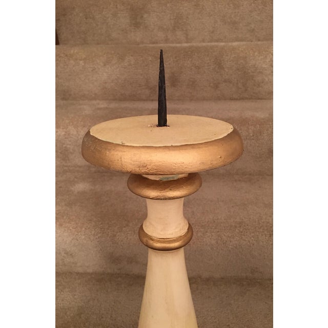 Vintage Off White Gold Wooden Floor Candle Stand Chairish