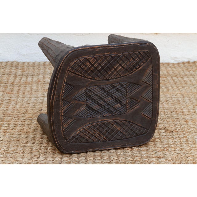 Slate Gray Painted Nupe Stool For Sale In Los Angeles - Image 6 of 7