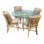 McGuire Furniture Lattice Back & Seashell Printed Dining Side Chairs and Glass Bistro Table, 28 Inches For Sale