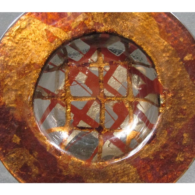 Signed Tony Evans Glass on Copper Art Glass Bowl For Sale - Image 4 of 9