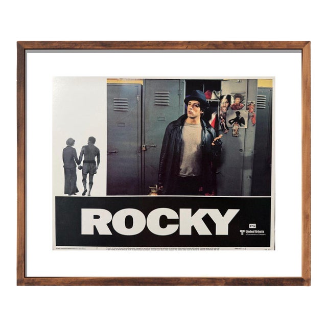 'Rocky' 1976 Original Vintage Lobby Card Framed in Brown For Sale