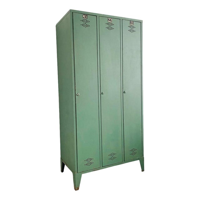 Vintage Industrial French Green Locker For Sale