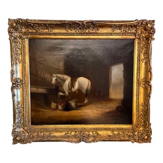 After William Shayer Sr, A Stable Interior, 1800s, Oil on Canvas, Framed For Sale