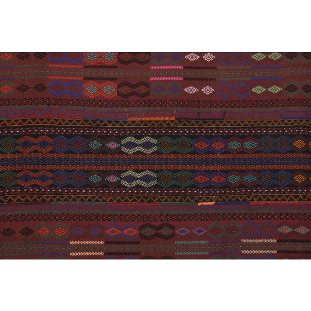 Vintage Brown Turkish Jajim Kilim Runner Rug 4'1" X 17'3" For Sale - Image 10 of 13