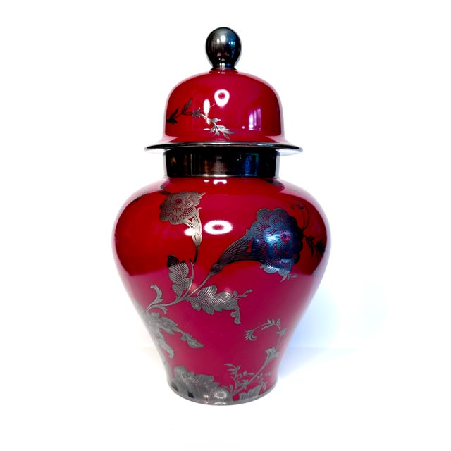 Art Deco Lidded Porcelain Vase with Exotic Bird Silver Overlay Decor from Rosenthal, Germany, 1932 For Sale - Image 3 of 18