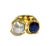 Bochic “Orient” Blue Sapphire & Pearl Vintage 2 Gem Ring Set 18K & Silver Blue natural Sapphire , Oval cabochon shape -...