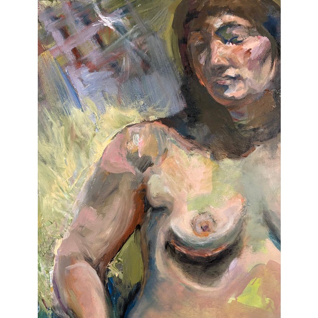 2020s “Portrait of a Woman With Straw Hat”, Original Oil Painting, by Van Ness For Sale - Image 5 of 8