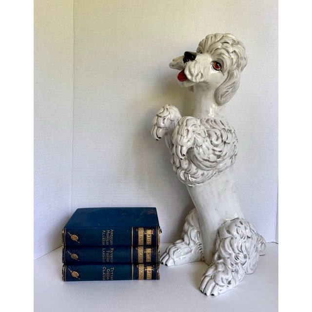 Vintage Italian Ceramic Standing Poodle Dog Sculpture For Sale - Image 12 of 13