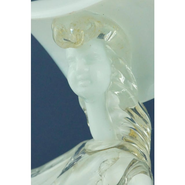 20th Century Murano Opaline Glass Sculpture of a Lady with Red and Gold Glass Paste attributed to Archimede Seguso, Italy For Sale - Image 12 of 18