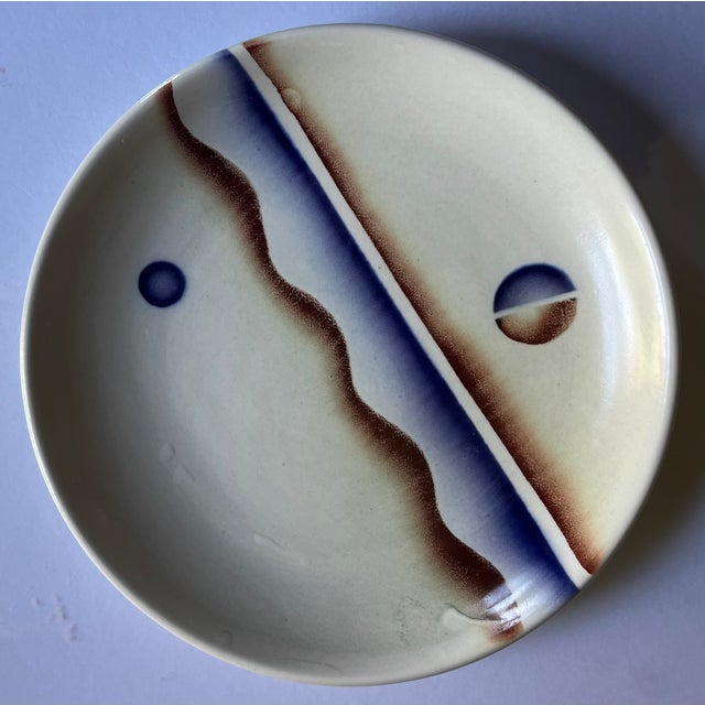 Blue Antique 1920's French Art Deco Porcelain Plates - Set of 6 For Sale - Image 8 of 15