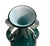 Striking vintage art glass vase in a rich jewel-toned teal green, accented with substantial clear applied glass handles....