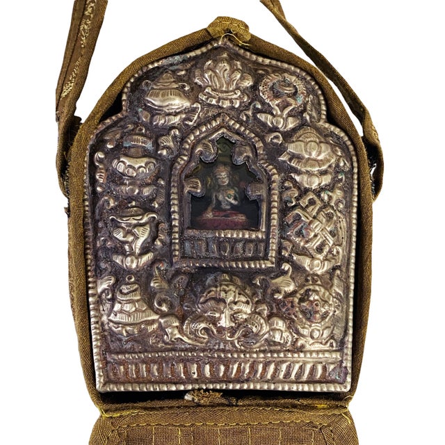 Vintage Tibetan Buddhist Ghau Traveling Bag 24" H For Sale - Image 9 of 11