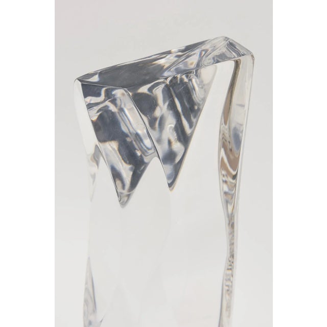 Vintage Pebbled Textured Tall Transparent Lucite Sculpture on Green Lucite Base For Sale - Image 9 of 12